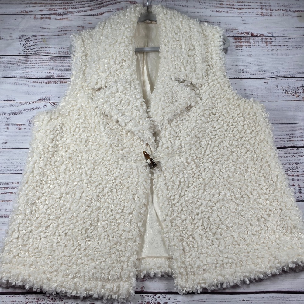 Soft Surroundings Toggle Front Vest Women XL Cream Excellent Faux Shearling
